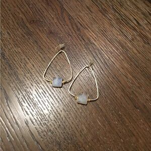 Gold and White Stone Earrings